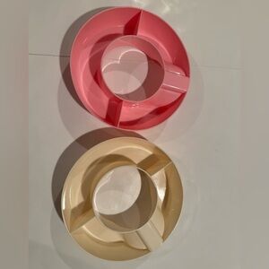 2 Stanley Pink and Cream Sectioned Snack Trays